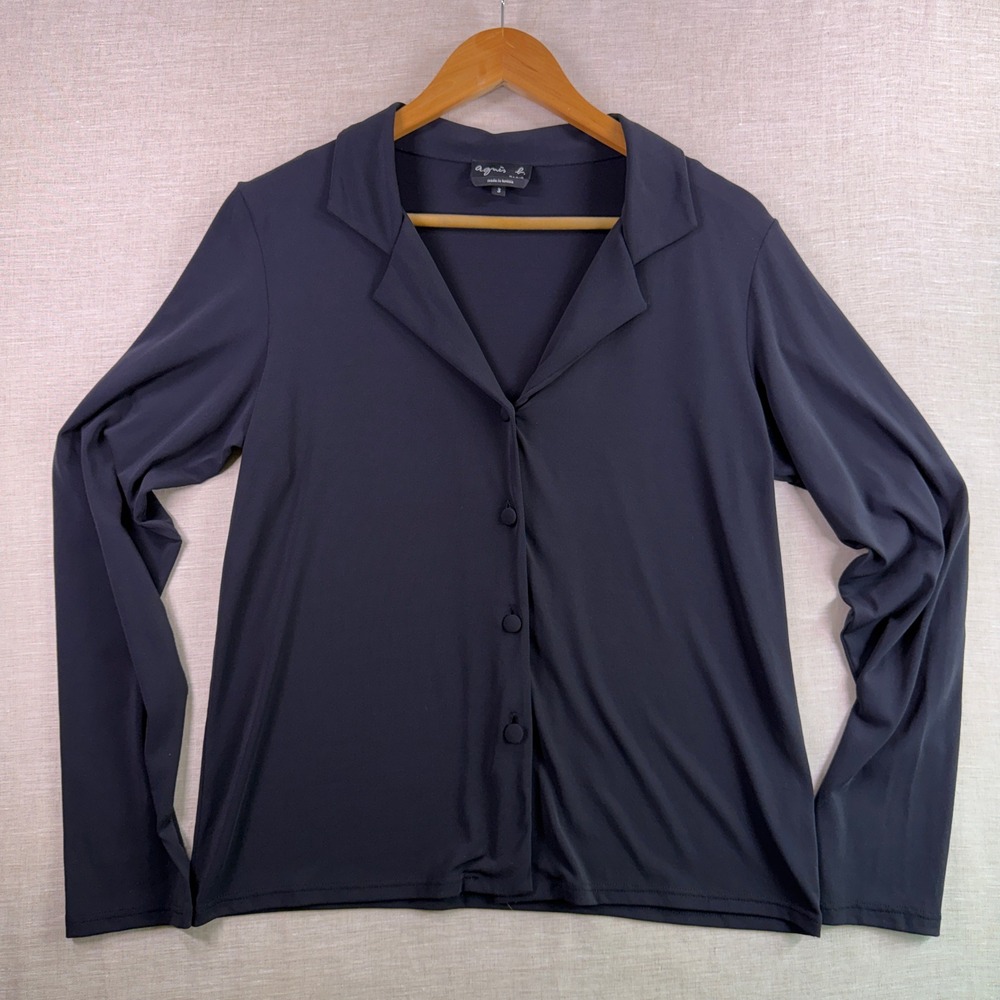 Agnes b. Paris Button Up Top Black Medium Capsule